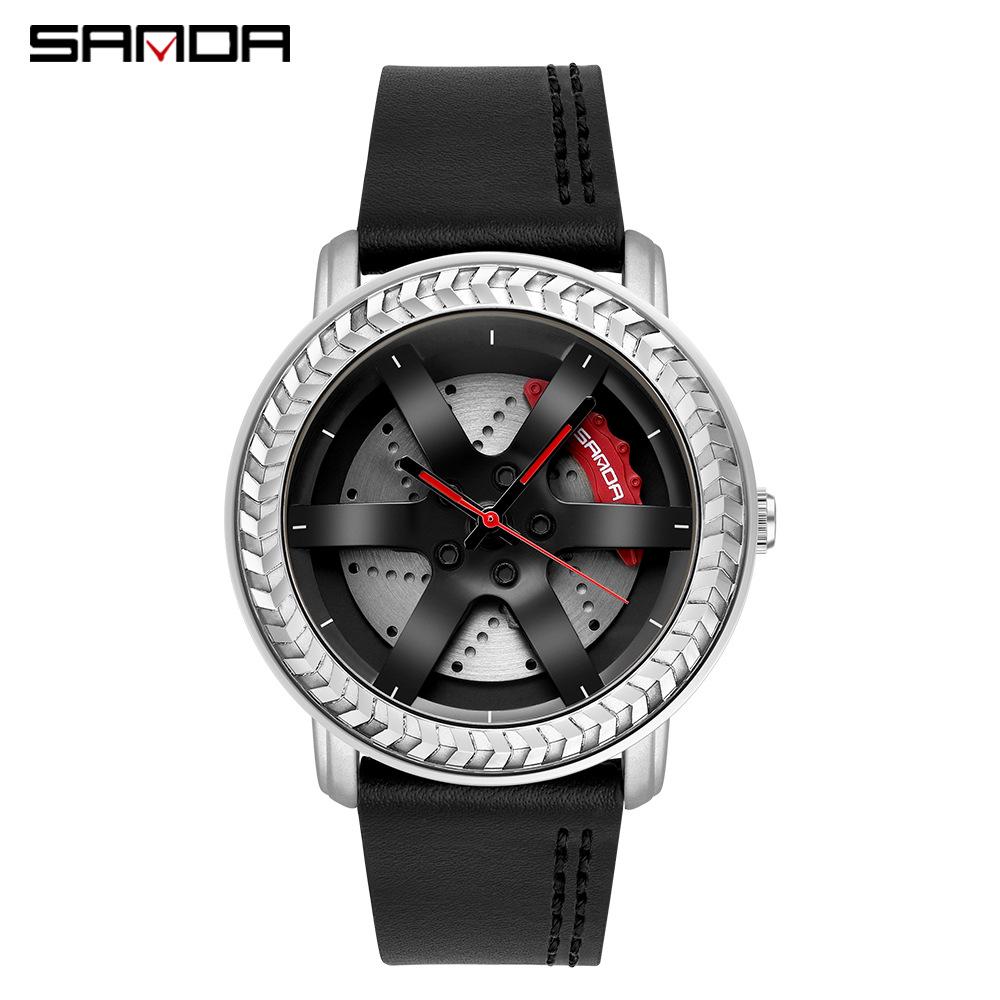 Sanda Trendy Men s Hollow Dial Wheel Watch - Waterproof, Student Style, Douyin Inspired