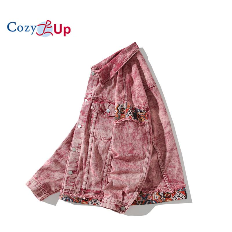 Розовая джинсовая куртка Cosy Up в стиле ретро для мужчин и женщин в стиле пэчворк — фото 4