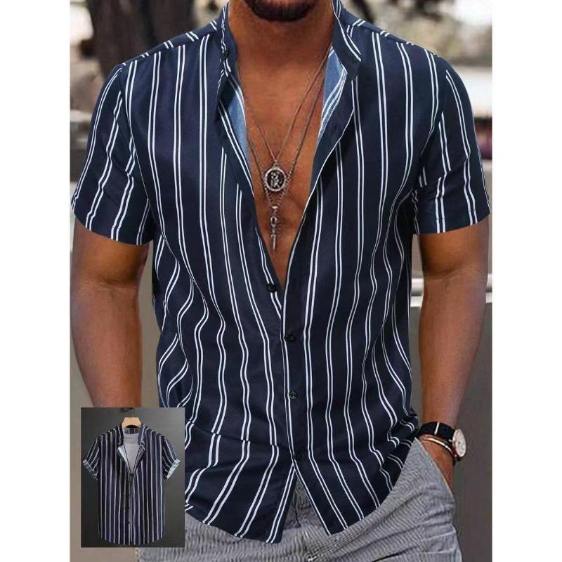 Men's Summer Casual Button Down Shirt Abstract Floral Print Short Sleeve Hawaiian Shirt