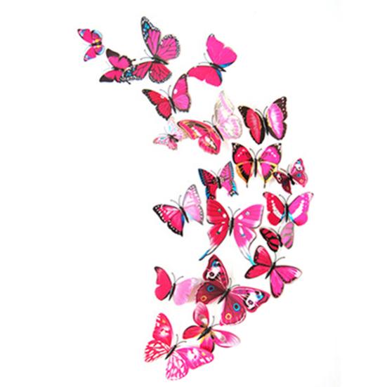 

12/27/84 шт 3D бабочки из ПВХ DIY бабочка художественная наклейка домашний декор настенная роспись наклейки 12pcs розы красного