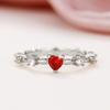 Japanese Agete Female Ring, Fairy Wind Elegant Red Zircon Peach Heart Ring, Romantic Heart-Shaped Index Finger Ring