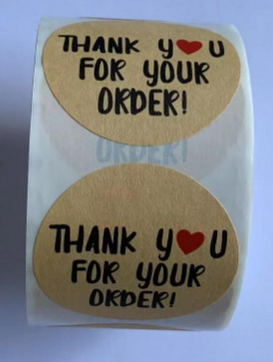500 Kraft Paper Self-Adhesive Thank You Stickers for Baking Gifts Sealing Labels