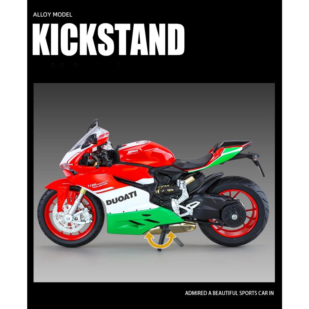 1/12 Ducati 1199 Panigale Assembled Version Motorcycle Model Toy Vehicle Collection Shork-Absorber Off Road Autocycle Toy