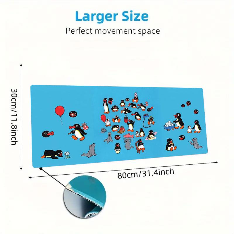 Penguin Party Adventure Large Size Mouse Pad Large Gaming Table Cushion Nonslip Laptop Tablet Big Mousepad Xxl Mat Mini Pc Playmat With Lock Edge