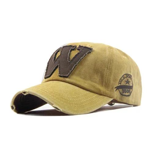 W Baseball Cap Snapback Hats Bone Casquette Hat Distresseded Wearing Fitted Hat For Men Custom Hats Embroidery Letter Print