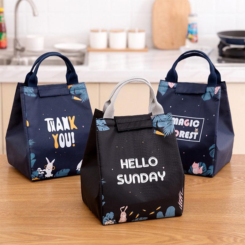 Cute Lunch Box Thermal Bags Portable Insulated Cooler Food Carrier Large Capacity Handbags for Women Picnic Bento Bag Container