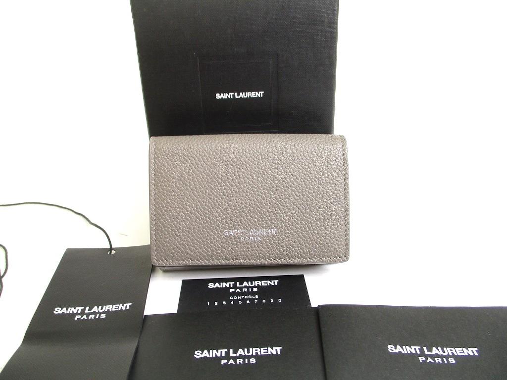 

Authentic Saint Laurent YSL Gray Leather Trifold Wallet Compact Wallet #a831 Refurbished