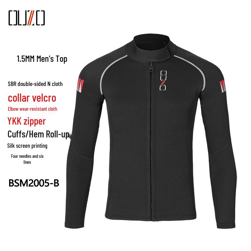 1.5mm OUZO Scuba Diving Suit Set - Unisex Long Sleeve, Cold & Sun Protection, Two-Piece for Surfing & Diving