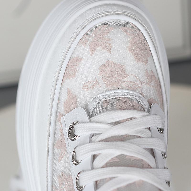 Fashion 12CM Air Mesh New Genuine Synthetic Leather Pumps Platform Wedge Summer Hollow Sandals Chunky Sneakers Women Fashion Shoes