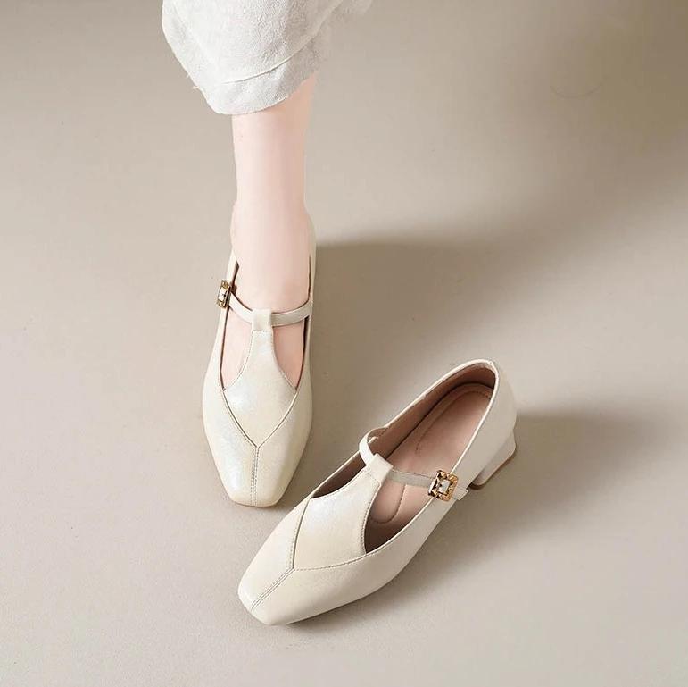 2026 New Women's Square Toe Slip-on Pumps Thick Med Heel Elegant Ladies Evening Dress Pumps Heeled Shoes Woman