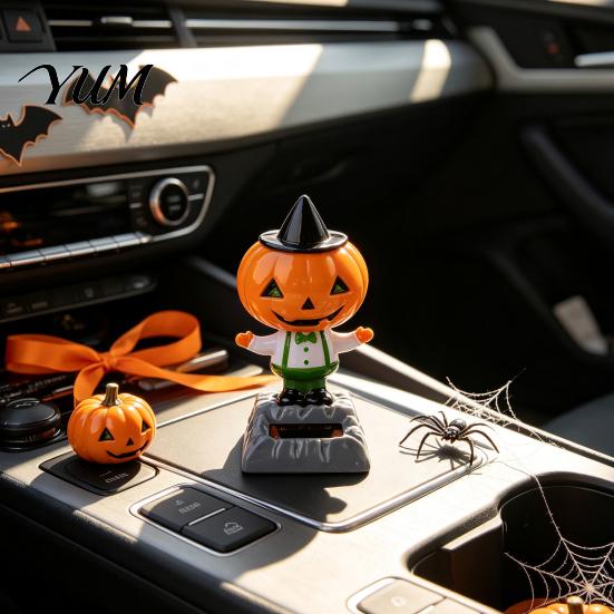 Eco Friendly Vehicle Decorations Solar Dancing Pumpkin Doll, Halloween Car Dashboard Decoration, Spooky Ghost Cute Wizard Hat Decoration Figurine