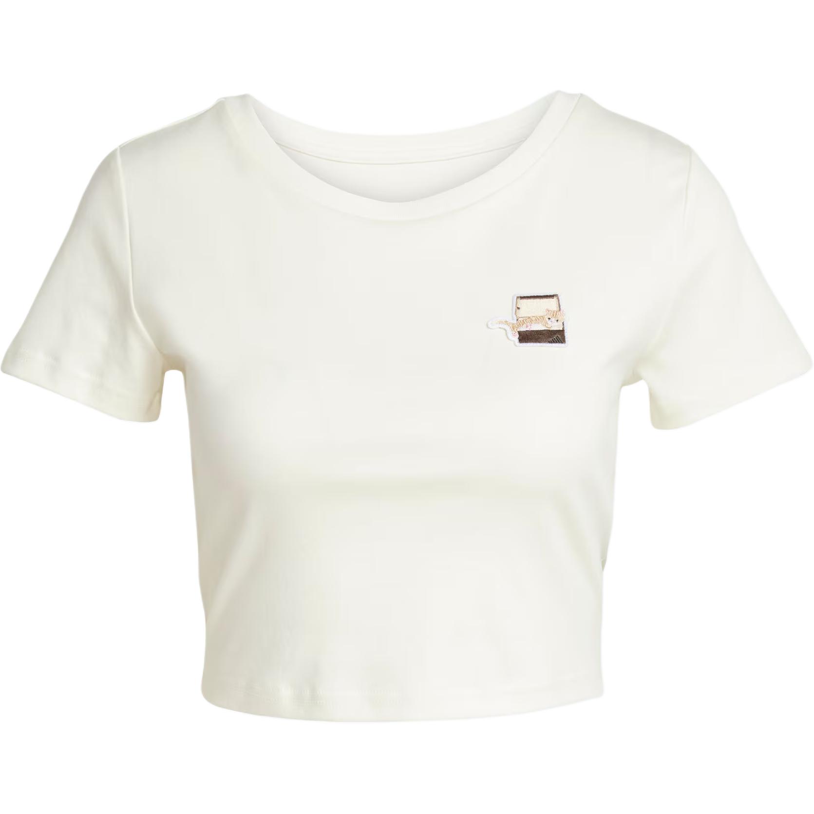 

Adidas Укороченная футболка с логотипом, спортивная, в стиле кэжуал, с коротким рукавом, женские топы, цвет ханьский нефрит-белый, JM4450 L