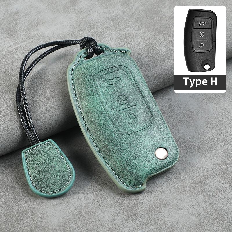 Leather Car Flip Key Case Cover Shell For Ford Focus 2 3 Ecosport C-Max S-Max Ka Mondeo Kuga Galaxy Fiesta Keychain Accessories