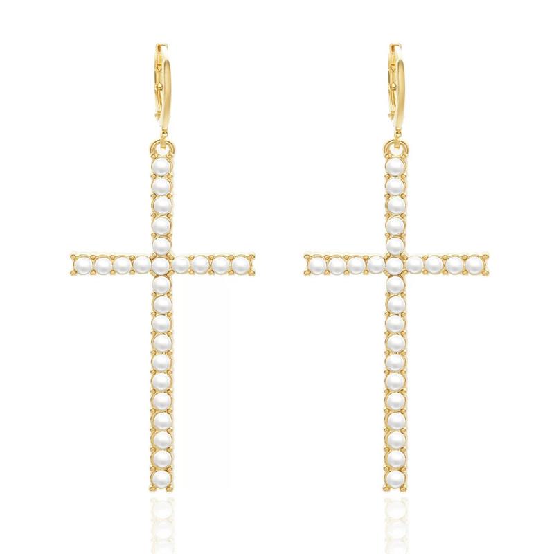 Minimalist Fashion Luxury Zircon Cross Drop Earrings For Women Punk Jesus Cross Dangle Earrings Party Jewelry Gifts