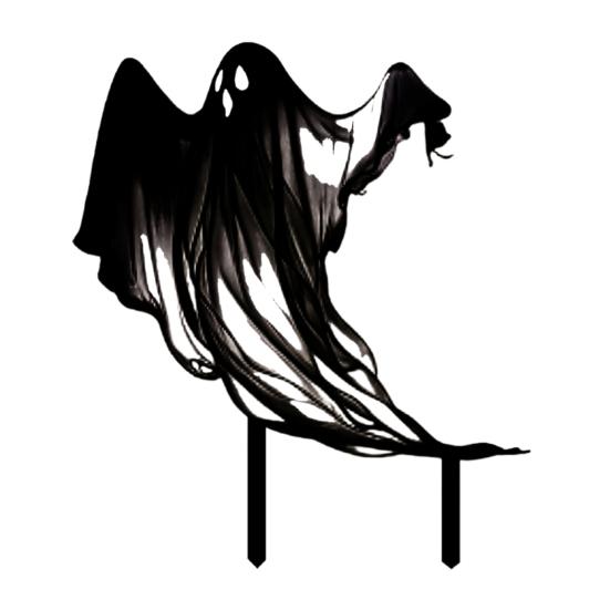 

Знак «Призрачный двор» для украшения улицы на Хэллоуин, жуткий силуэт призрака с колом для вечеринок на лужайке в саду и патио на Хэллоуин чёрный