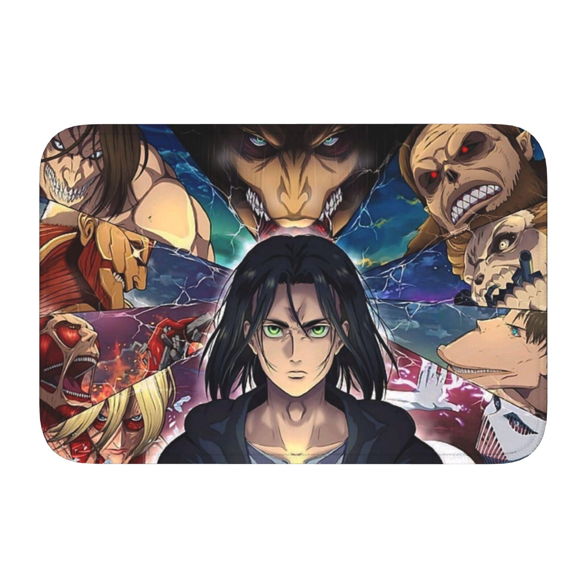 

Attackes on Titan Front Floor Door Entrance Welcome Mats Outdoor Kitchen Bathroom Doormat Toilet Carpet Rug Footpad 60cm x 90cm