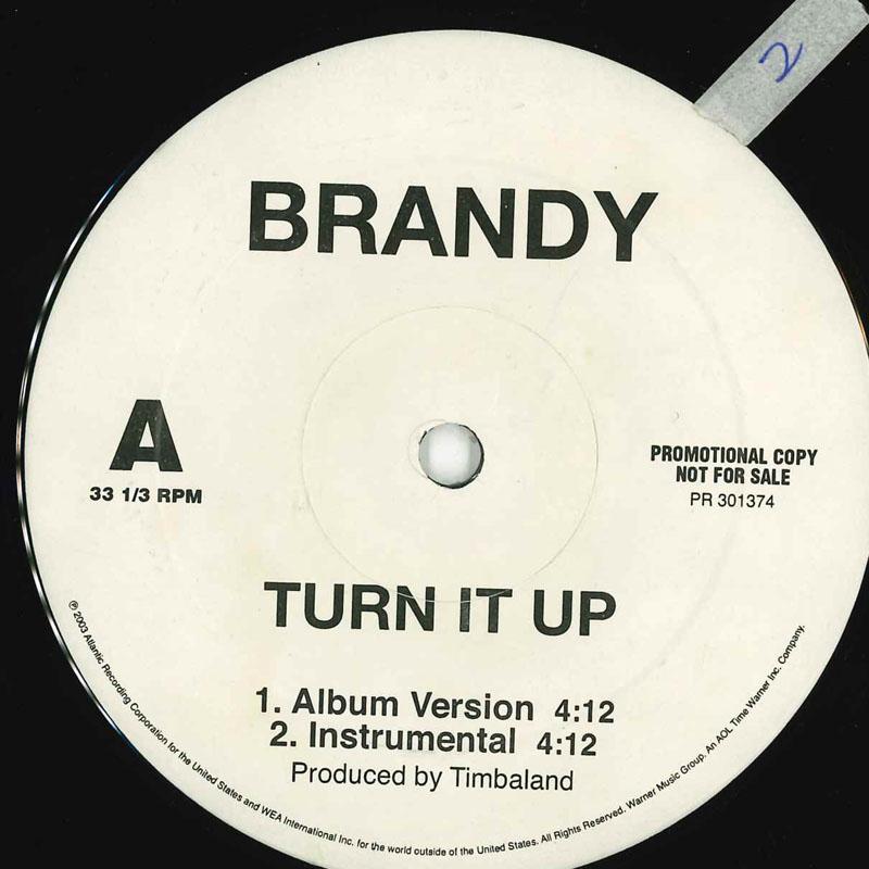 

12inch Record BRANDY - Turn It Up PR301374 Atlantic 2003 US Rap & Hip-Hop/R&B Used