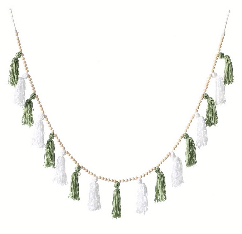 European & American Style Wool Thread Wooden Beads Tassel Wall Hanging Ornament