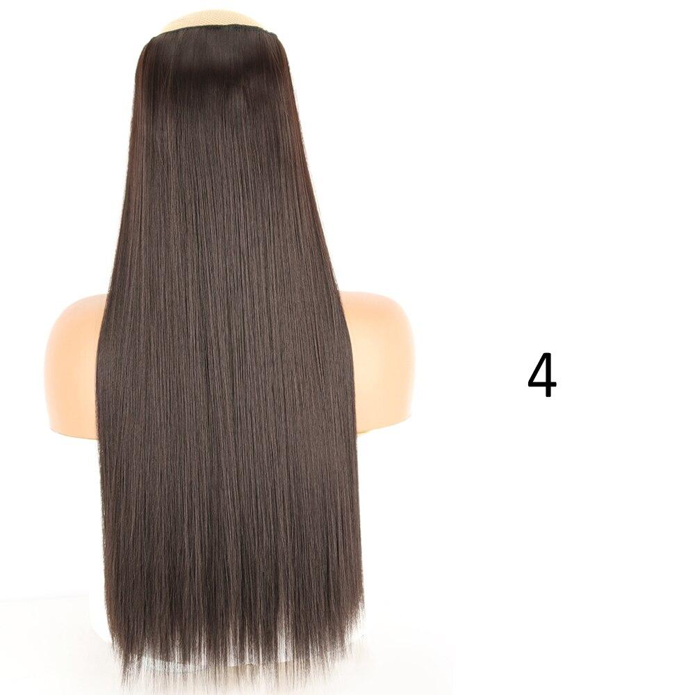 MISSQUEEN Women Long Straight Wavy Invisible Hair Extensions Without Clips Synthetic Fiber Long Daily Wear Invisible Hairpiece