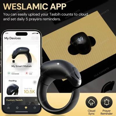Adjustable Smart Tasbih Tally Digital Counter for Muslims Tasbeeh Zikr Ring Vibration Reminder Waterproof Electronic Rosary