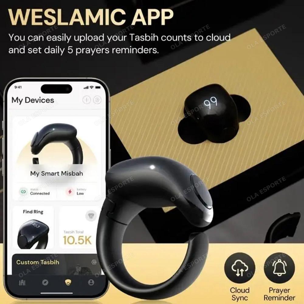 Adjustable Smart Tasbih Tally Digital Counter for Muslims Tasbeeh Zikr Ring Vibration Reminder Waterproof Electronic Rosary