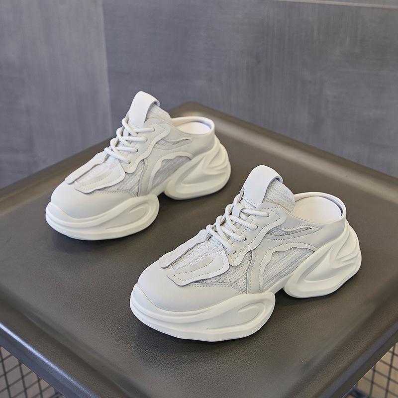 

2025 г. тапочки-мешки на толстой подошве женские летние полутапочки женская верхняя одежда ленивые кексы спортивные сетчатые туфли без каблука для папы 35 белый