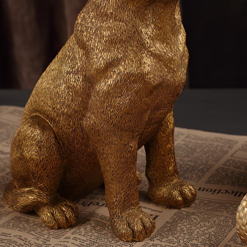 Golden Animal Series Ornament Toys: Simulated Pet Dog Decor for Living Rooms