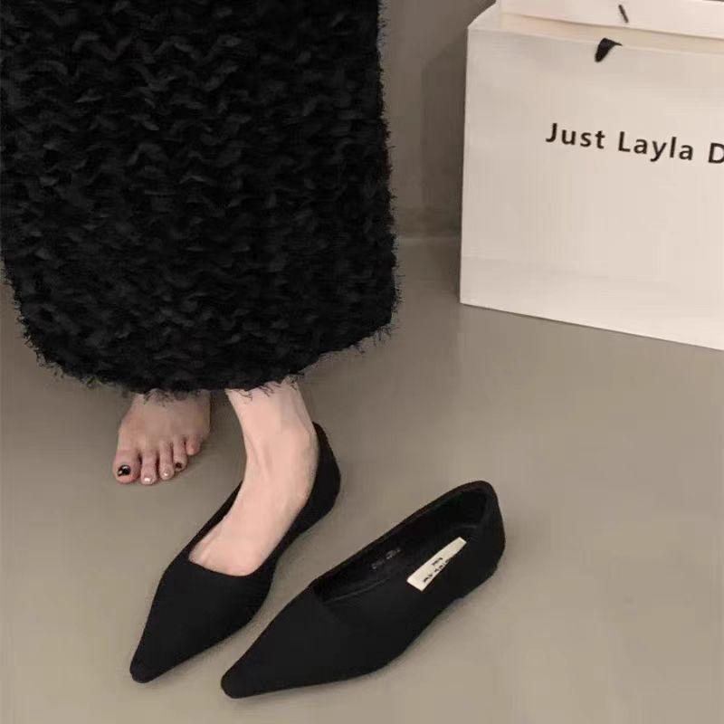

Новые женские туфли на низком каблуке, повседневные уличные балетки, женские замшевые туфли на низком каблуке, женские сексуальные вечерние туфли-лодочки 40 чёрный