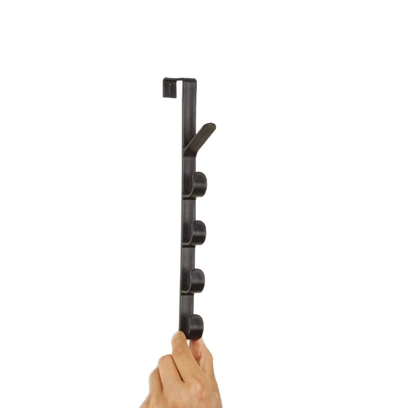 Over-Door Vertical Hooks Clothes & Hat Rack, No-Drill Installation for Bedroom/Dorm Use