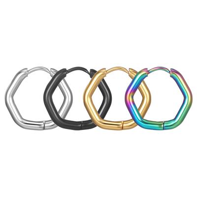 Orecchini Acciaio Titanio Acciaio Inossidabile Esagonali Filo Tondo Orecchio Tendenza Semplici Unisex Orecchio