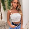 Lace Tank Top Solid Halter Crop Tops Women Summer Adjustable Strap Translucent Camis Backless Camisole Casual Tube Female Sleeveless Cropped Vest