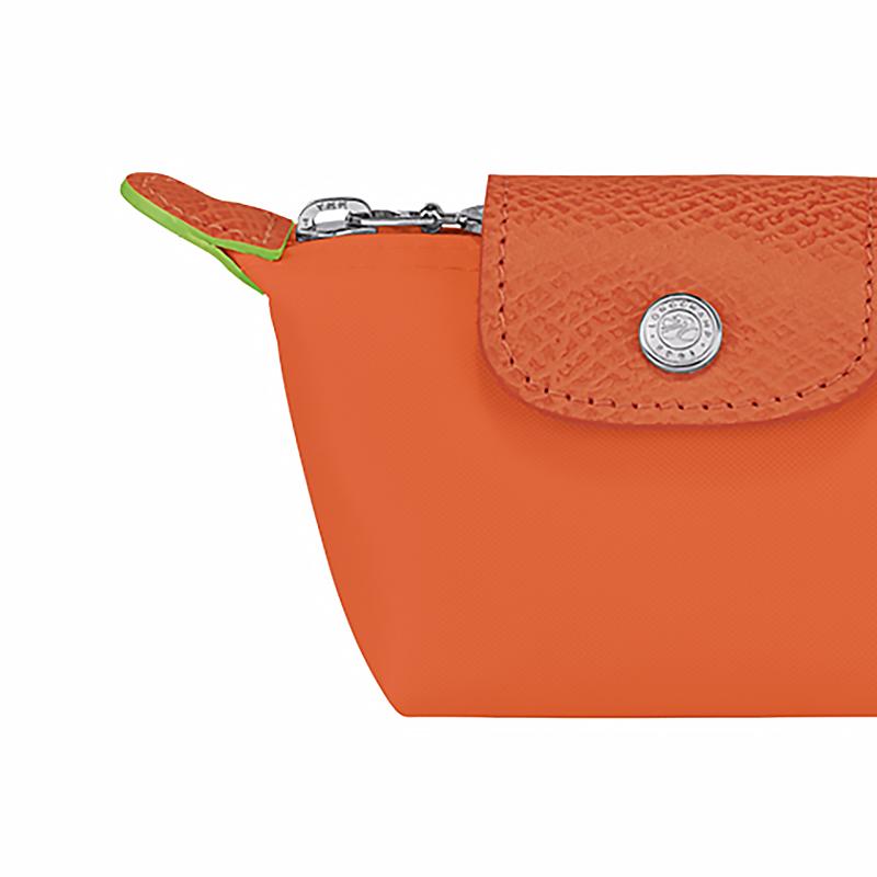 Longchamp Le Pliage Green Snap Zipper Closure Recycled Canvas Clutch Coin Purse Women Clutch Orange 30016919P69