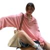 Fleece oversize loose medium and long stand-up neck sweater women's clothing autumn and winter warm zipper long-sleeved jacket top tide