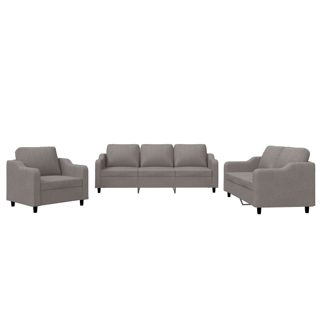 Vidaxl 3-Piece Lounge Set With Cushions, Taupe, Fabric