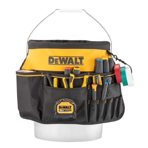 DeWALT Bucket Cover, Tool Storage Case, Bucket Tool Bag, Foldable, Multi-functional Tool Bag, Bucket Style, Garden Tool Bag, Soft Bag, Black & Yellow,