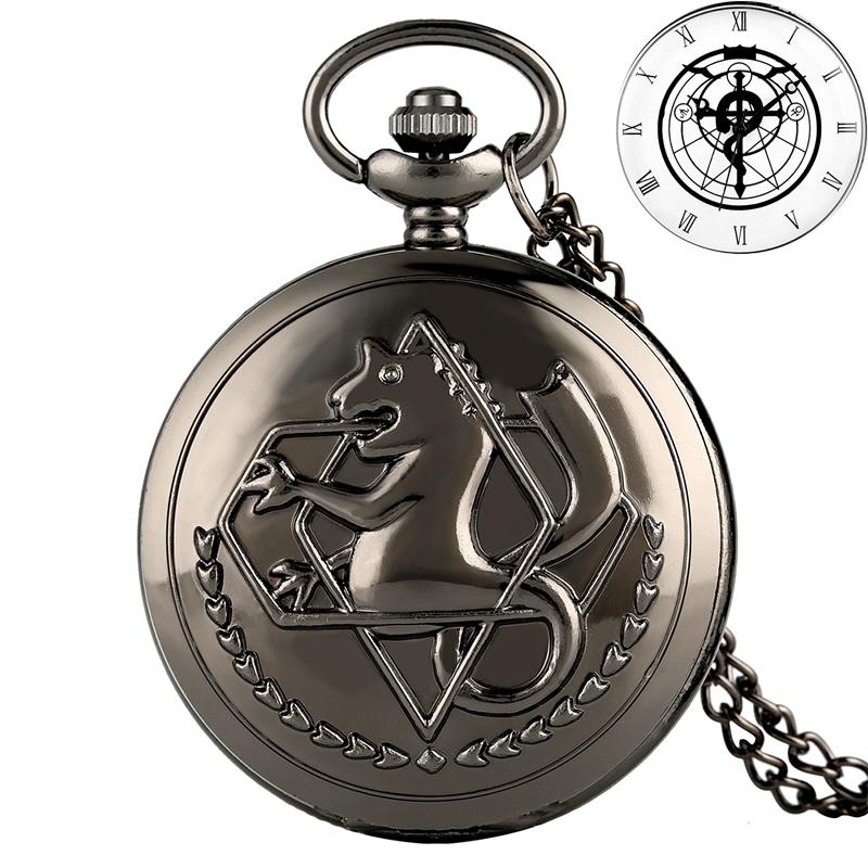 

Antique Fullmetal Alchemist Quartz Anime Pocket Watch Cosplay Edward Elric Clock Design Pendant Necklace Chain Vintage Chain