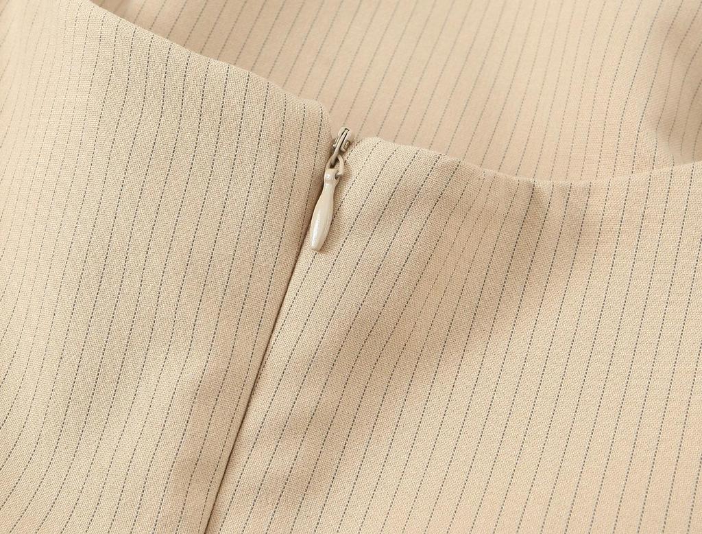 2025 Spring European & American Style Women's Slim Stripe Midi Dress