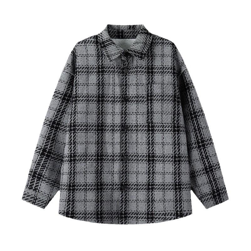 Xiaoxiangfeng Woolen Plaid Jacket for Men In Autumn New Style Loose and Versatile American Retro Lapel Jacket for Men