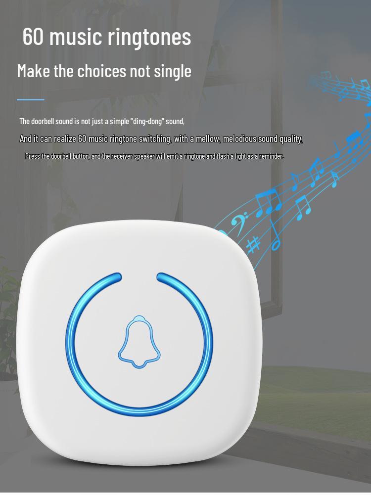 Ultra-long Range Wireless Smart Doorbell with Flashing Light Remote for Home & Elderly Use