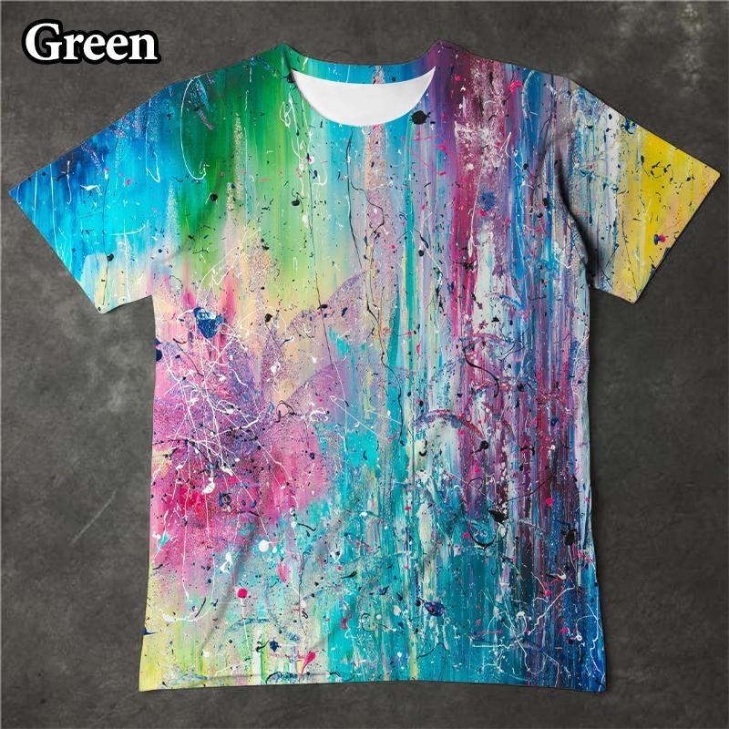 Interesting T-shirts, 3D Splashed Ink Print for Men and Women, Personalized Short Sleeved Tops
