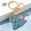 Purse Charm Accessory Bling Rhinestone Cactus Keychain, Pink Flower Keychain Keyring Pendant, Handbags Backpacks