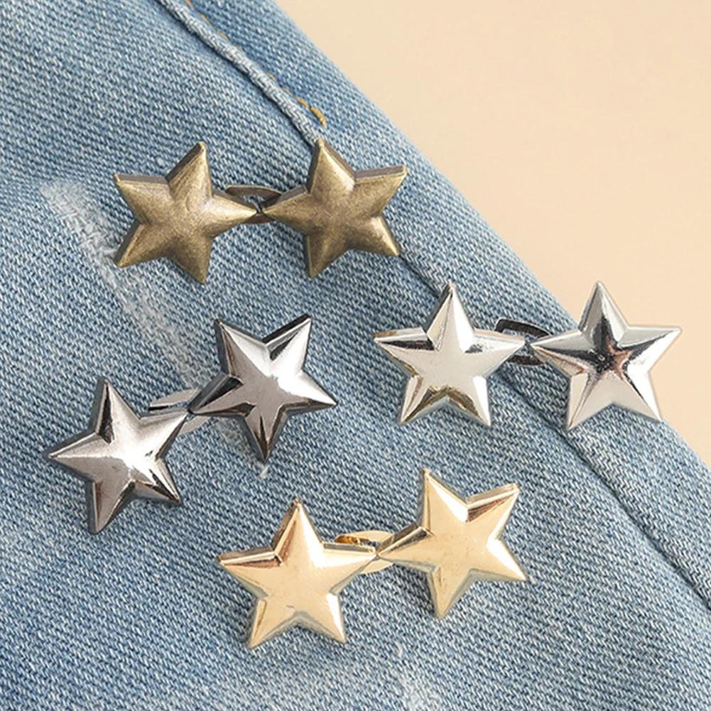 Four-leaf Clover/Five-pointed Star Waist Buckle Adjustable Waist Button Jean Pant Button With Cinched Waist Fashion Accessories