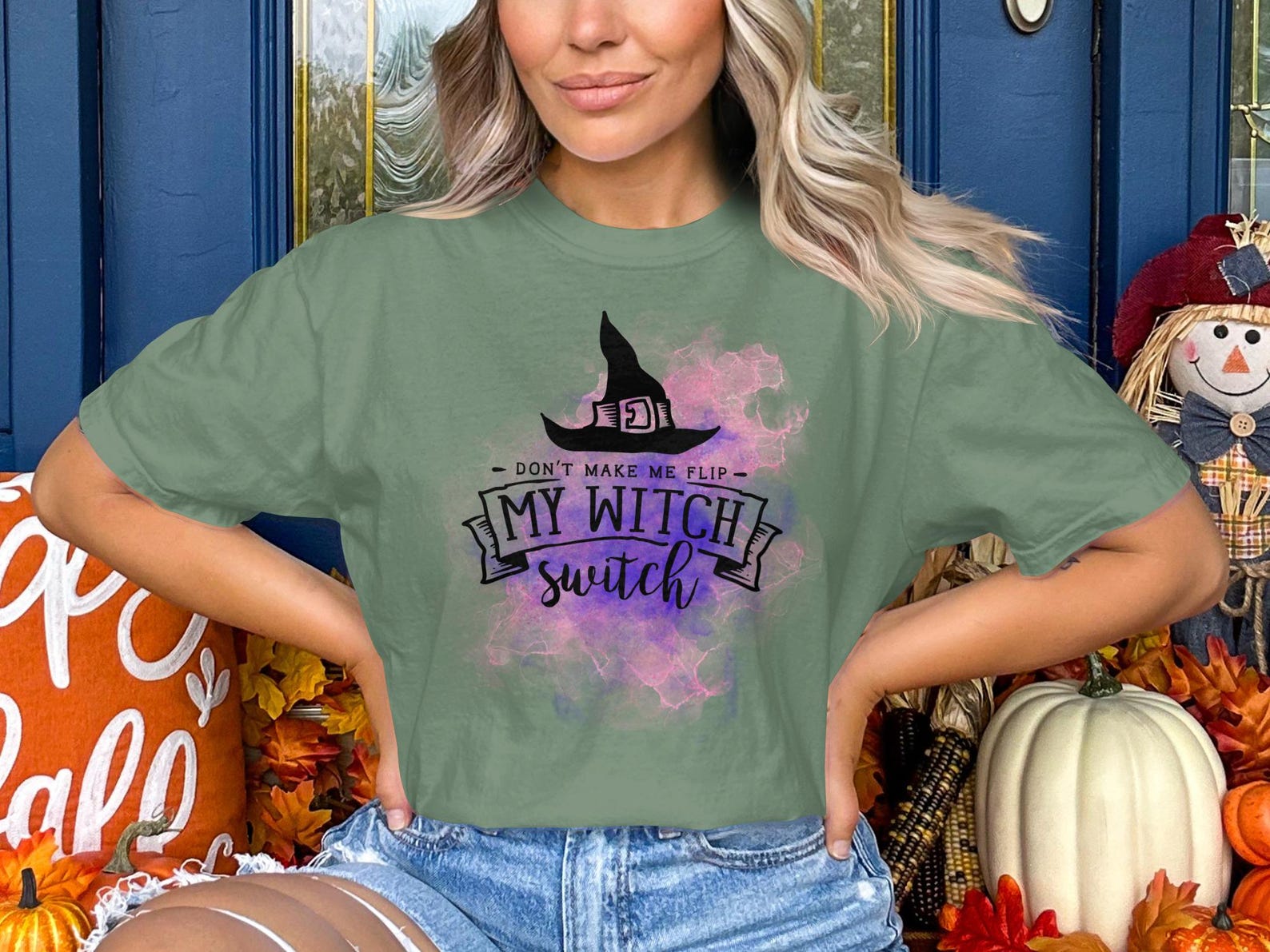 Witch Switch T-Shirt, Watercolor Witch Hat, Spooky Season Tee, Halloween Gift S