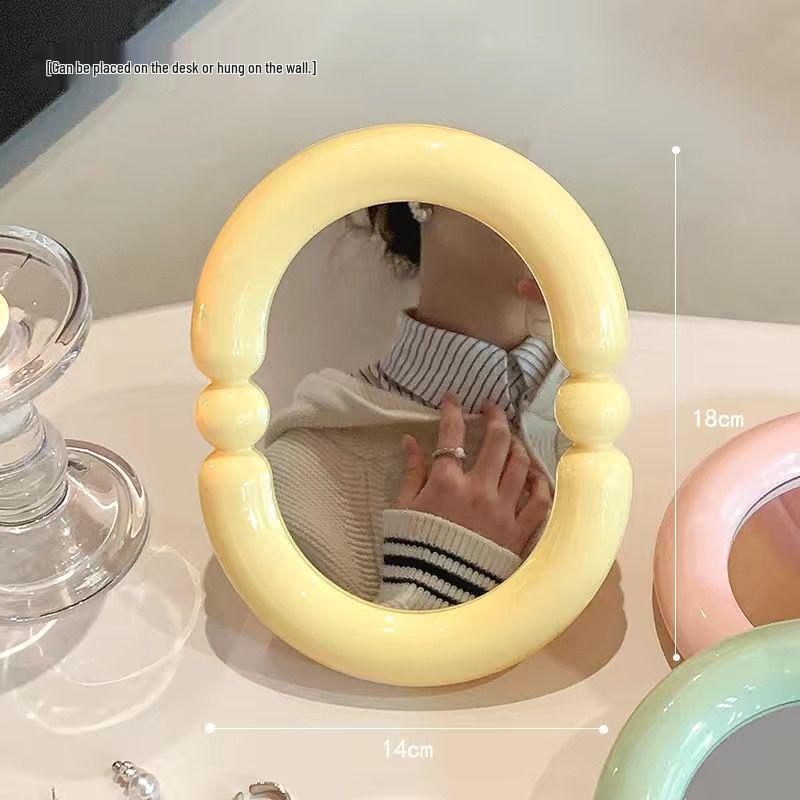 Specchio da Trucco da Scrivania Color Caramella - Alta Definizione, Pieghevole, Perfetto per Camera da Letto, Scrivania o Dormitorio.