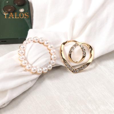 6 pezzi bottoni annodati ad angolo per vestiti rotondi a forma di cuore con perle finte e strass, decorazione per anelli di sciarpa, fermagli per cravatte, magliette, fermagli per stringere la camicia