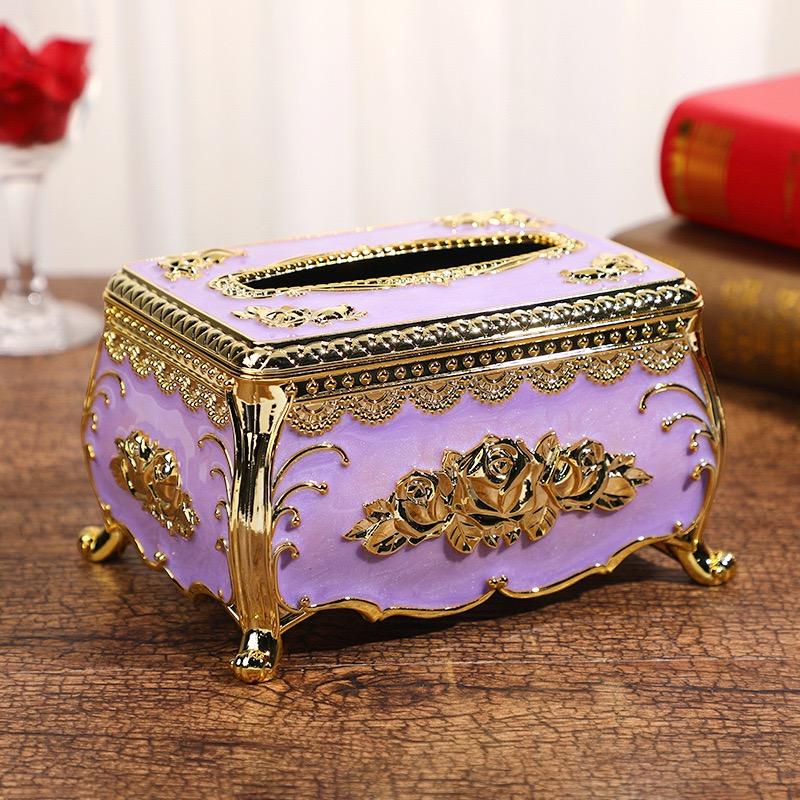 Facial Tissue Holder Embossed Rose Plastic Tissue Box Cover Tissue Dispenser for Living Room Home Household Kitchen Countertop
