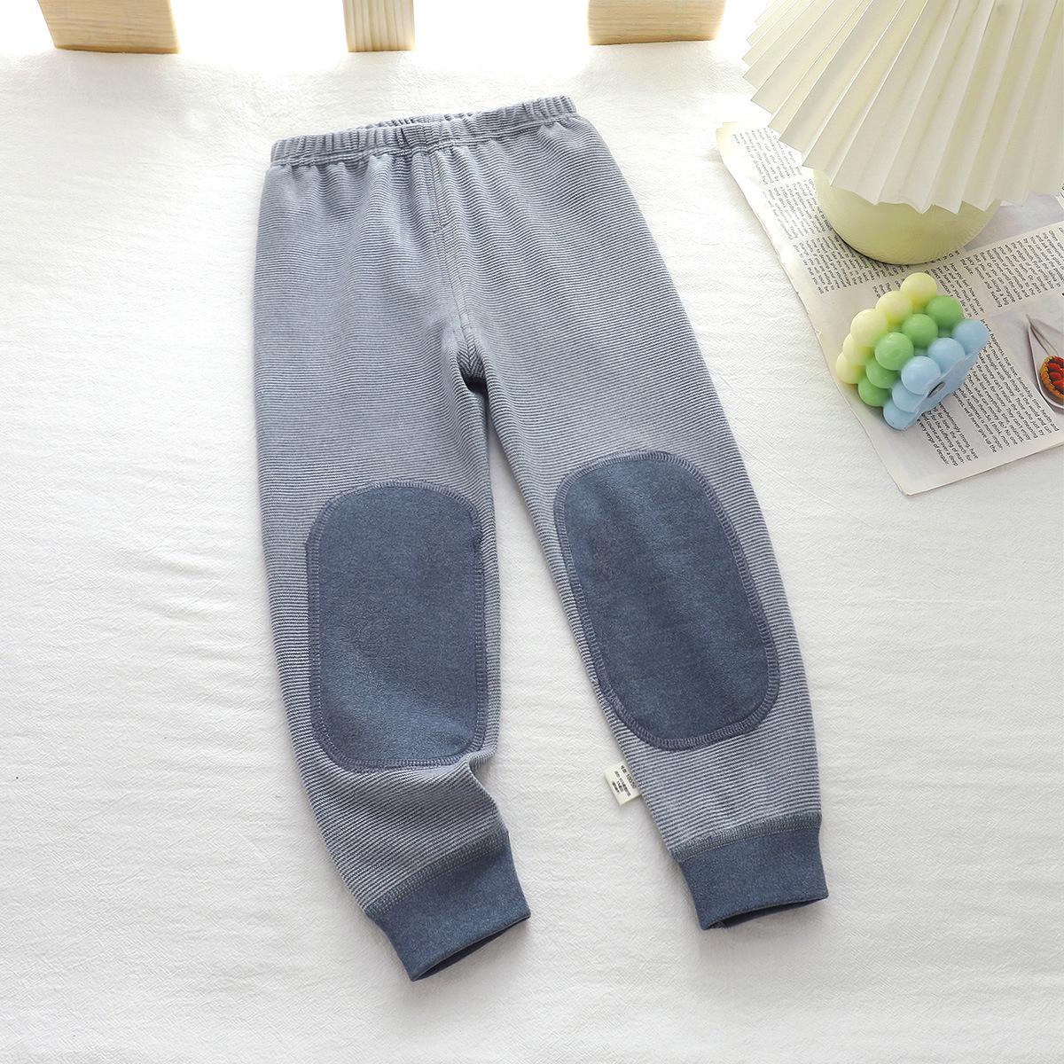 

Детские полосатые двухслойные утолщенные школьные вязаные наколенники-брюки для осени и зимы 110cm синий