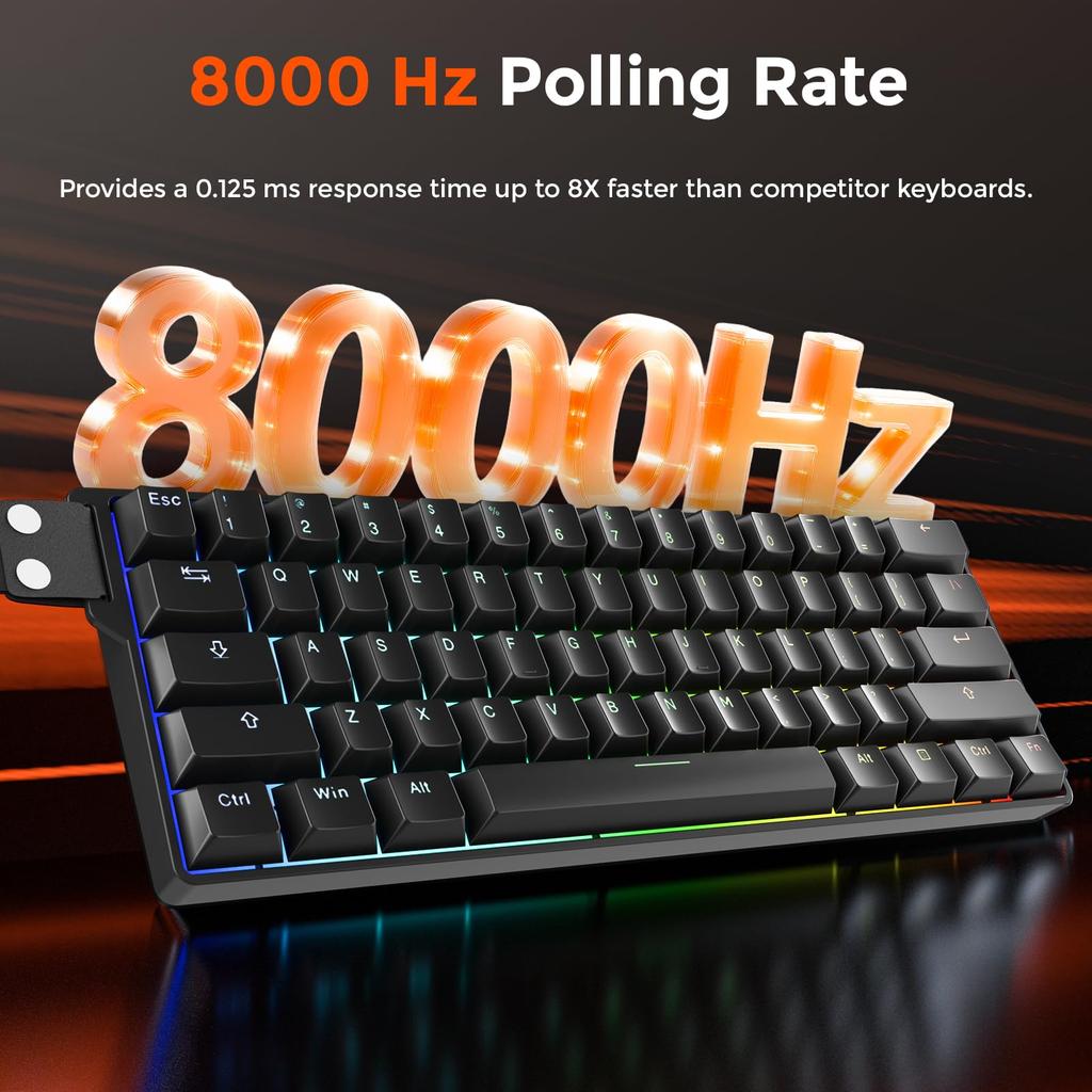 DAREU EK60HE Gaming Keyboard with 0.01mm Rapid Trigger, 8000Hz Polling Rate, Hot-Swap Magnetic Switches, SOCD Compatible, Tenkeyless, 60% English
