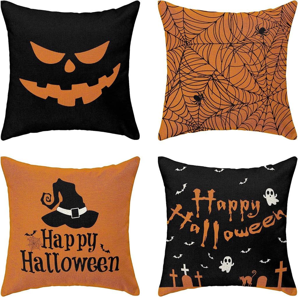 New Halloween Decoration Home Linen Pillowcase Funny Pumpkin Head Sofa Pillowcase Combination