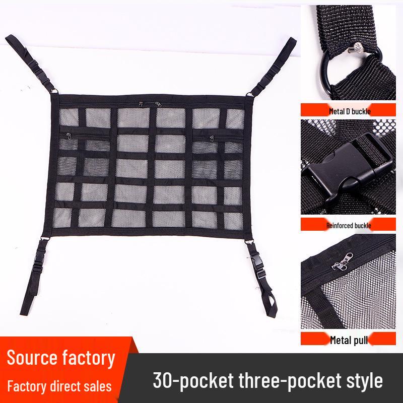 Car Supplies Roof Net Double Zipper Storage Organizer Bag